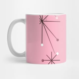 MidCentury Modern Atomic Starburst Pattern Flamingo Pink Mug